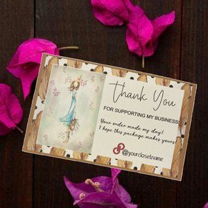 100    Thank you Card with boho & girl pattern